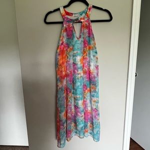 Water color floral halter dress